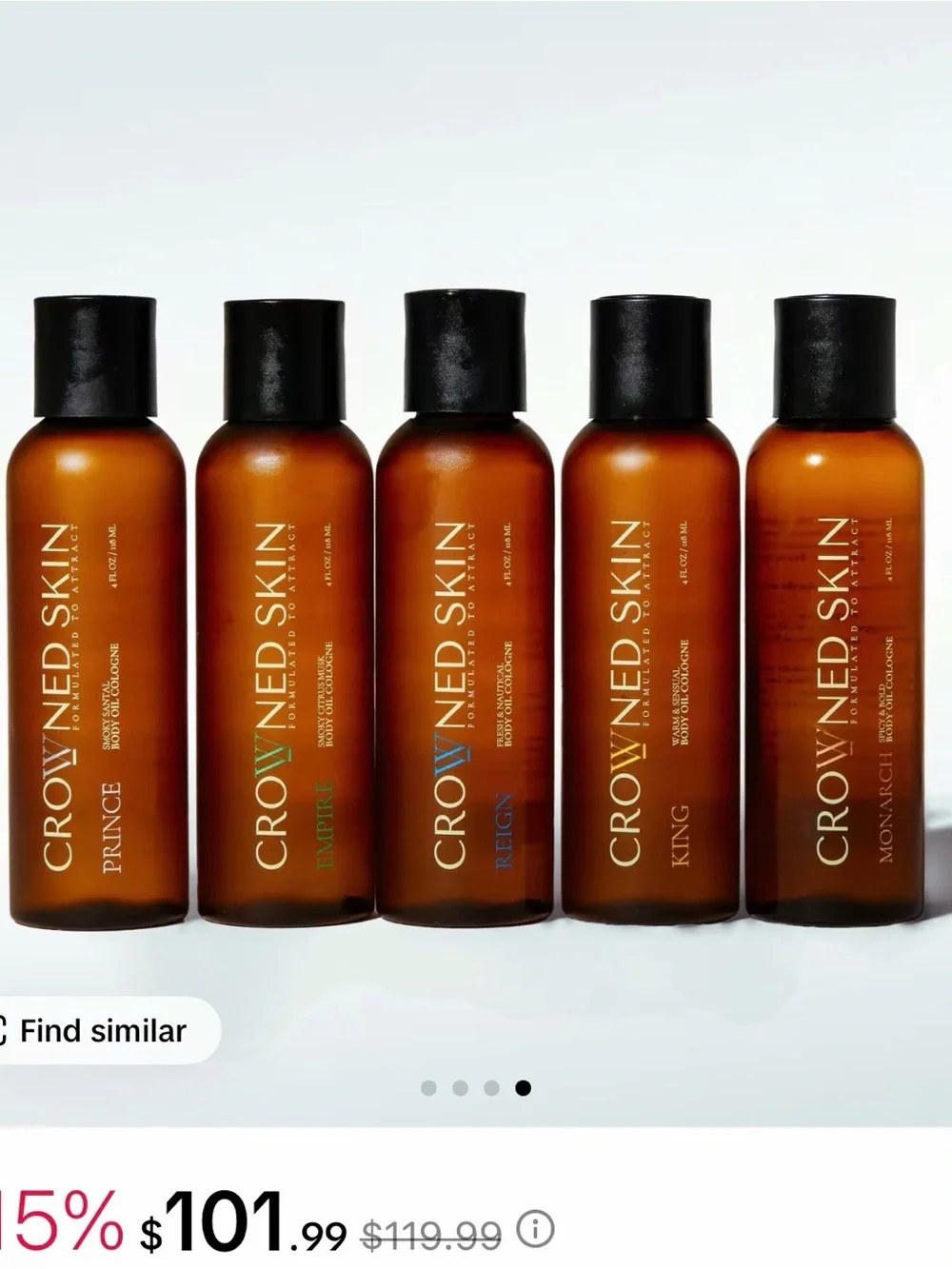 Crowned Skin Men’s Moisturizing Body Oil – Amber Brown